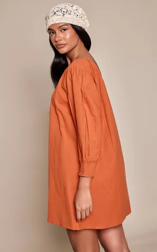 Burnt Orange Robe Droite Asymétrique Effet Lin | Taille 32 - PrettyLittleThing - Modalova