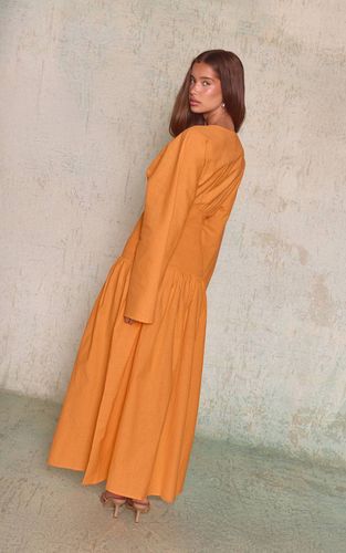 Rust Robe Longue À Taille Froncée Effet Lin | Taille 36 - PrettyLittleThing - Modalova