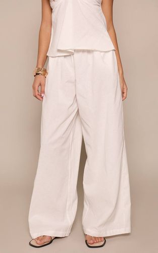 White Pantalon En Lin À Taille Froncée Ensemble Coordonné | Taille 32 - PrettyLittleThing - Modalova