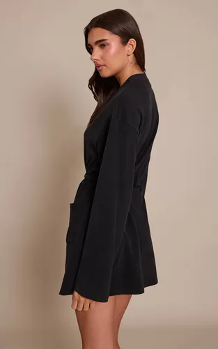 Black Robe De Chambre Courte Toucher Doux | Taille Large - PrettyLittleThing - Modalova