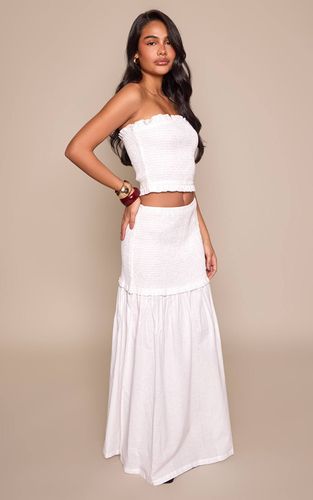 White Jupe Longue Coordonnée À Fronces Avec Empiècement Contrasté | Taille 44 - PrettyLittleThing - Modalova