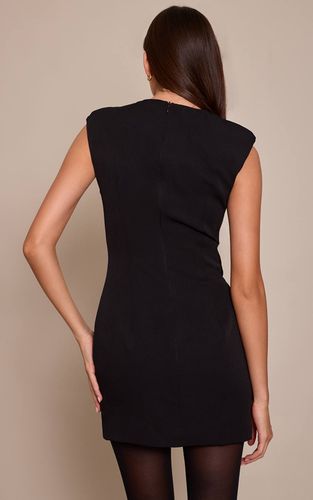 Black Robe Mini En Tissu Tissé Avec Détail De Bordure Froncée | Taille 32 - PrettyLittleThing - Modalova