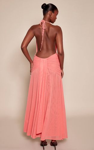 Apricot Robe Longue En Maille Col Bénitier Avec Fronces Sur Le Devant | Taille 44 - PrettyLittleThing - Modalova