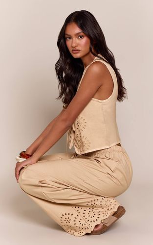 Pantalon Large En Coton Broderie Anglaise Ensemble Coordonné | Taille 32 - PrettyLittleThing - Modalova