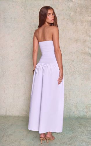 White Robe Maxi Bandeau Froncée En Tissu Extensible Tissé | Taille 36 - PrettyLittleThing - Modalova