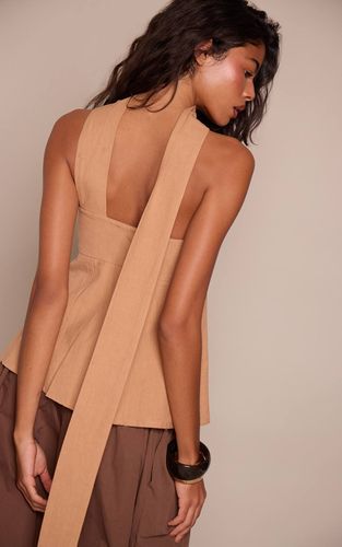 Haut Bandeau En Lin Avec Détail Foulard | Taille 42 - PrettyLittleThing - Modalova