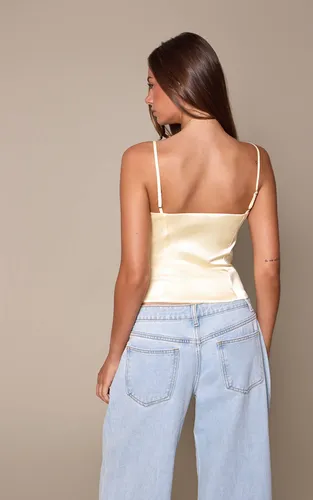 Lemon Top Corset À Bretelles En Satin Et Dentelle | Taille 42 - PrettyLittleThing - Modalova