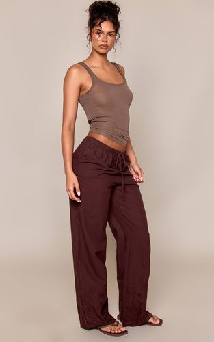 Pantalon Droit À Cordon De Serrage Avec Détail Broderie | Taille 42 - PrettyLittleThing - Modalova