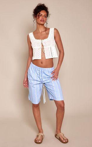 Blue Short En Coton Rayé À Cordon De Serrage | Taille 36 - PrettyLittleThing - Modalova