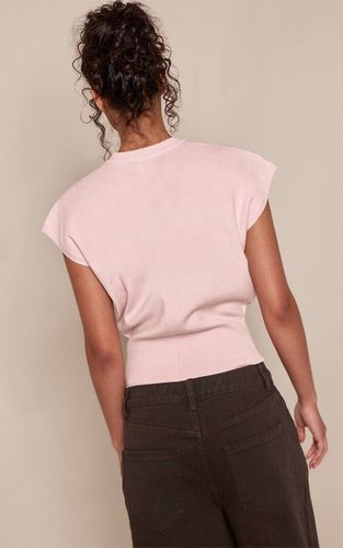 Pink Gilet Court En Maille Compacte À Manches Courtes Avec Détail Froncé | Taille XS - PrettyLittleThing - Modalova