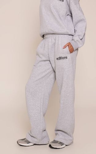 Grey Marl Jogging Droit Imprimé Editions | Taille XL - PrettyLittleThing - Modalova