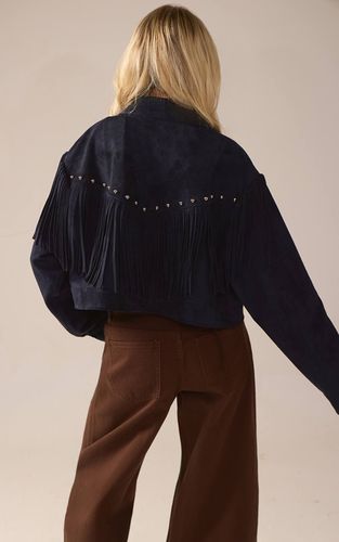 Navy Veste À Franges Ornée De Clous En Synthétique Douce | Taille XS - PrettyLittleThing - Modalova