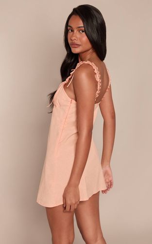 Peach Robe Droite Effet Lin Avec Détail Nœud | Taille 40 - PrettyLittleThing - Modalova