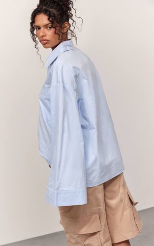 Blue Chemise Oversize En Coton À Manches Larges | Taille 42 - PrettyLittleThing - Modalova