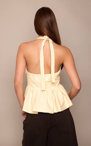 Lemon Haut Péplum Tissé À Encolure Américaine | Taille 42 - PrettyLittleThing - Modalova