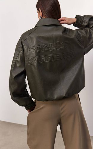 Veste De Motard En Synthétique Avec Dos Gaufré | Taille XS - PrettyLittleThing - Modalova