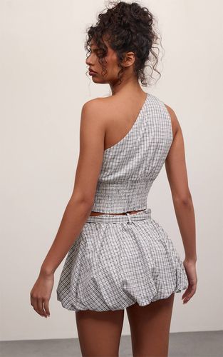 Black Haut Coordonné Froncé À Carreaux Une Épaule Dénudée | Taille 42 - PrettyLittleThing - Modalova