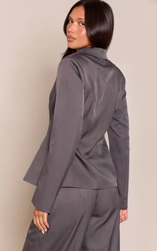 Grey Blazer Cintré Tailleur En Tissu Tissé | Taille 34 - PrettyLittleThing - Modalova