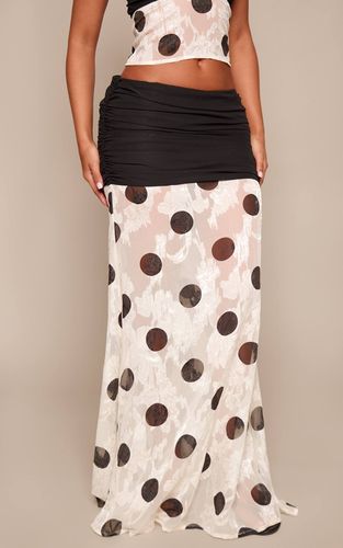 Black Ensemble Jupe Longue Petite Taille À Pois En Dentelle Avec Taille Froncée | Taille 42 - PrettyLittleThing - Modalova