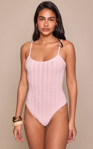 Pale Pink Body À Bretelles En Pointelle | Taille 42 - PrettyLittleThing - Modalova