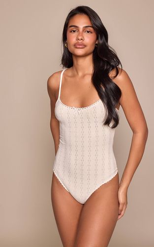Cream Body À Bretelles En Maille Ajourée | Taille 42 - PrettyLittleThing - Modalova