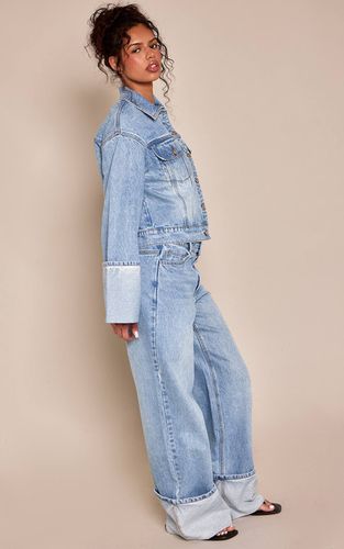 Jean Bleu Moyen À Ourlet Retroussé Profond | Taille 36 - PrettyLittleThing - Modalova