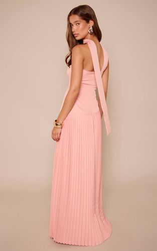 Pink Robe Maxi Plissée Asymétrique En Tissu Tissé | Taille 42 - PrettyLittleThing - Modalova