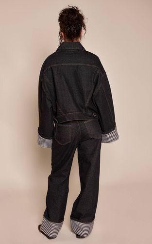 Jean En Denim À Revers Vichy | Taille 34 - PrettyLittleThing - Modalova