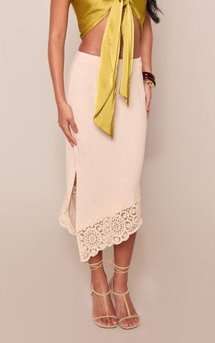 Stone Jupe Midaxi Asymétrique À Détail Floral Aspect Lin | Taille 36 - PrettyLittleThing - Modalova
