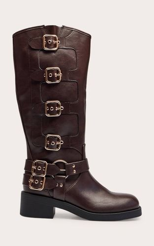 Bottes Hautes En Synthétiquecuir Avec Détail Boucle | Taille 33 - PrettyLittleThing - Modalova