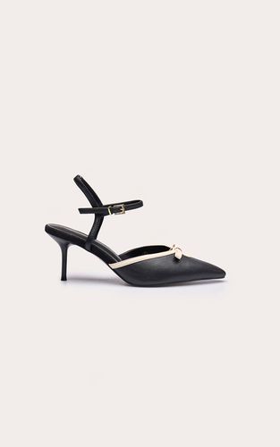 Black Escarpins À Nœud Contrasté En Synthétique | Taille 33 - PrettyLittleThing - Modalova
