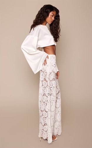 White Pantalon Large À Détail Crochet Motif Paisley | Taille 42 - PrettyLittleThing - Modalova
