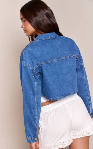 Veste En Jean Courte Bleu Moyen | Taille 32 - PrettyLittleThing - Modalova