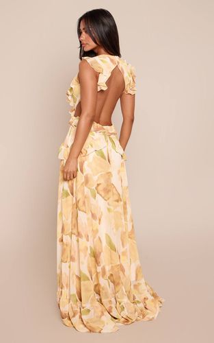 Yellow Robe Maxi À Volants Fleuris Petite | Taille 42 - PrettyLittleThing - Modalova