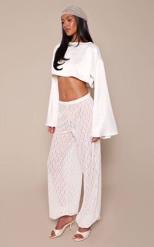 White Pantalon Ballon En Dentelle Texturée Tall | Taille 42 - PrettyLittleThing - Modalova