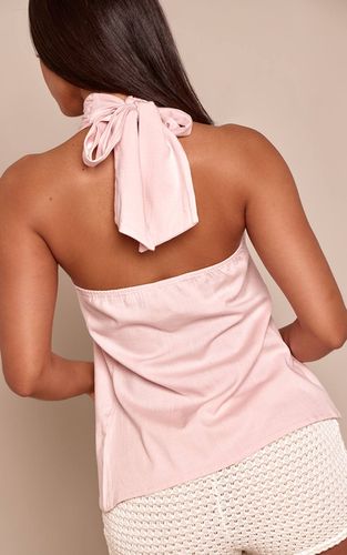 Pink Top Petite Dos Nu À Nouer Avec Encolure Américaine Et Tissage | Taille 42 - PrettyLittleThing - Modalova
