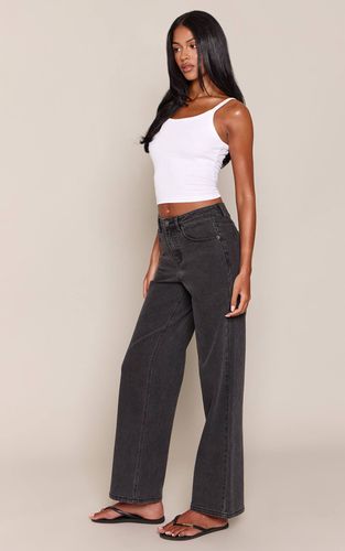 Black Jean Droit Taille Haute Stretch Coupe Longue | Taille 36 - PrettyLittleThing - Modalova