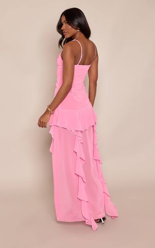 Pink Robe Moulante Drapée En Mousseline Avec Ourlet Asymétrique Haut-bas | Taille 38 - PrettyLittleThing - Modalova