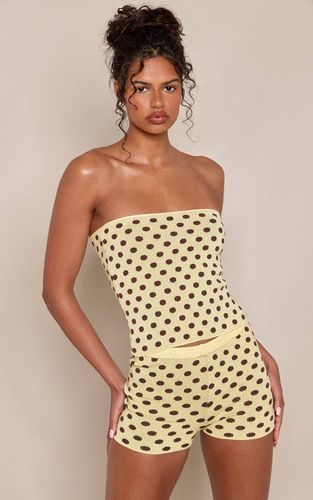 Yellow Short Court Tricoté À Pois | Taille XS - PrettyLittleThing - Modalova