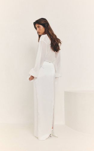 Jupe Longue Satinée Plissée Blanche | Taille 36 - PrettyLittleThing - Modalova
