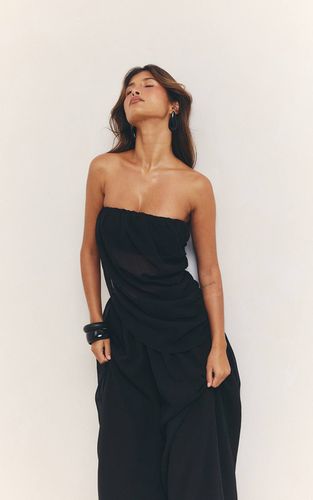 Black Top Bandeau Asymétrique En Mousseline Ensemble Coordonné | Taille 36 - PrettyLittleThing - Modalova