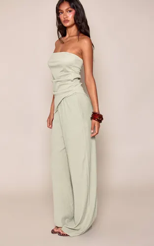 Sage Pantalon Large Texturé À Taille Élastiquée Ensemble Coordonné | Taille 32 - PrettyLittleThing - Modalova