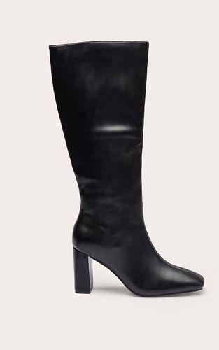 Black Bottes Hautes Au Genou En Synthétique À Bout Carré Et Talon Bloc | Taille 33 - PrettyLittleThing - Modalova