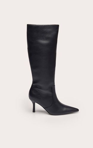 Black Bottes Hautes À Talons Mi-hauts Bout Pointu En Synthétique | Taille 33 - PrettyLittleThing - Modalova