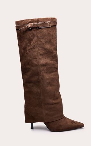Bottes À Talons En Synthétique À Bout Pointu Avec Détail Boucle Et Revers | Taille 33 - PrettyLittleThing - Modalova