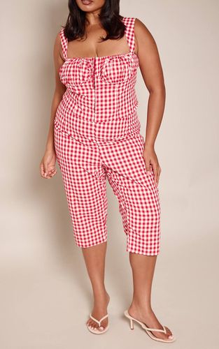 Red Ensemble Coordonné Corsaire Tissé Vichy Rose Grande Taille | Taille 46 - PrettyLittleThing - Modalova
