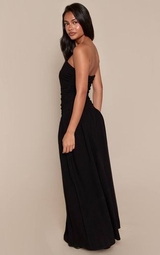 Black Robe Maxi Bandeau À Détails Froncés Effet Lin | Taille 42 - PrettyLittleThing - Modalova