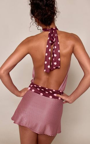 Pink Robe Droite Courte Sans Manches À Rayures Contrastées Et Col Licou | Taille 42 - PrettyLittleThing - Modalova