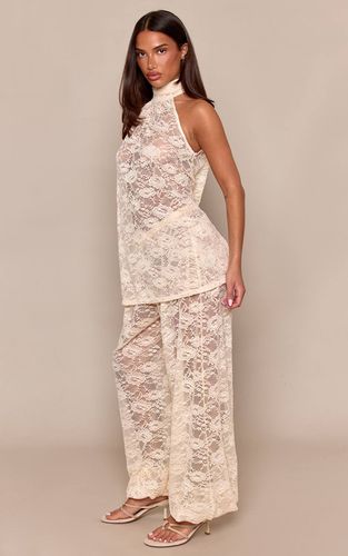 Cream Ensemble Coordonné Pantalon Ballon En Dentelle Transparente | Taille 42 - PrettyLittleThing - Modalova