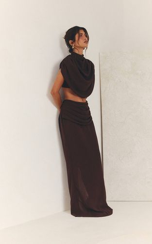 Dark Brown Jupe Longue Plissée Drapée En Mousseline Ensemble Coordonné | Taille 44 - PrettyLittleThing - Modalova